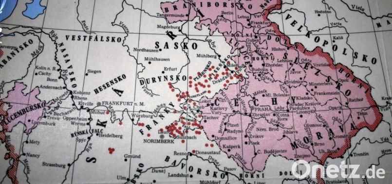 Eine Karte der Region im 14. Jahrhundert unter Karl IV., zu sehen im Archiv des Geschichtsparks in Bärnau. Archivbild: cr