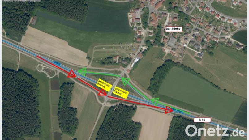 Der Verkehr kann über die beiden Anschlussrampen relativ einfach umgeleitet werden. Bild: Staatliches Bauamt Amberg