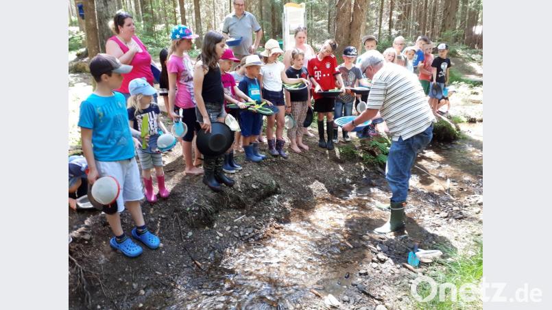 Ein kurze Einweisung und die Technik des Goldwaschens und dann gehts rein in den Bach. Bild: fz