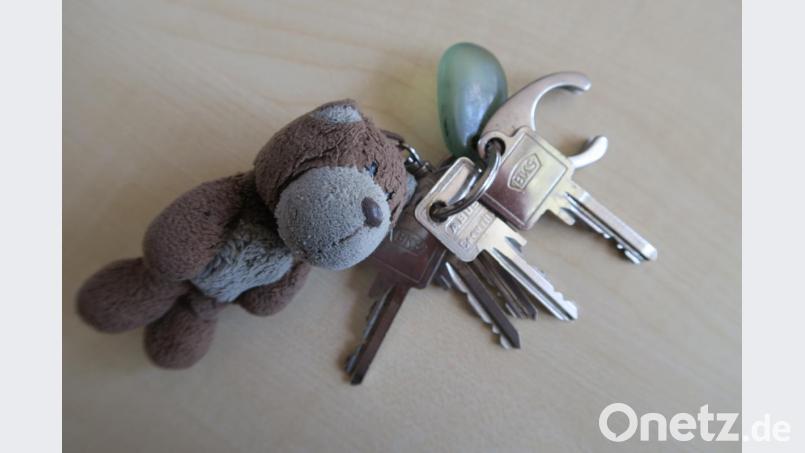 Der Schlüsselbund des unbekannten Mannes. Bild: Polizeipräsidium Schwaben Süd/West