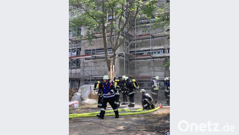 Mit Atemschutz ausgerüstet gingen die Feuerwehrleute am Freitag gegen den Brand in der Realschule vor. Bild: fph