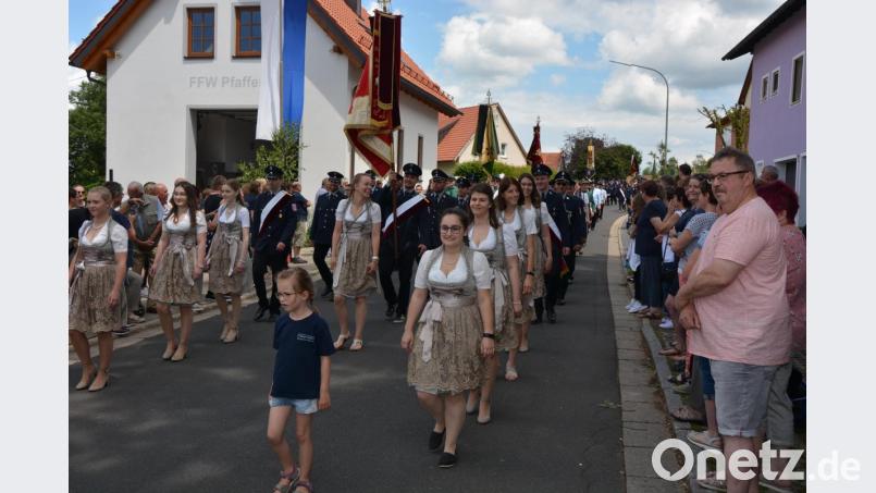Fast dreißig Vereine nahmen am Festzug in Pfaffenreuth teil. Bild: jr