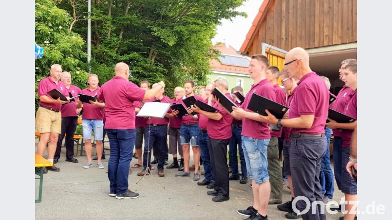 Der MGV-Chor beim Dorfsingen in Burkhardsrieth. Bild: tu