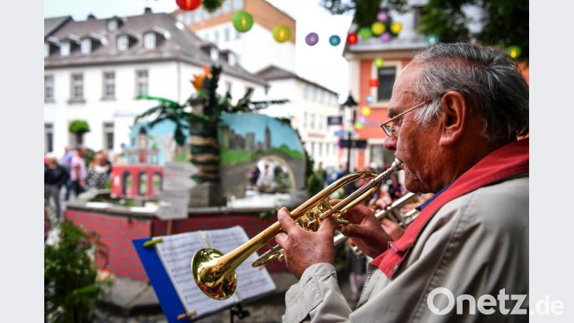 Auch der Schönbrunner Posaunenchor zog von Brunnen zu Brunnen. Bild: Florian Miedl/fph