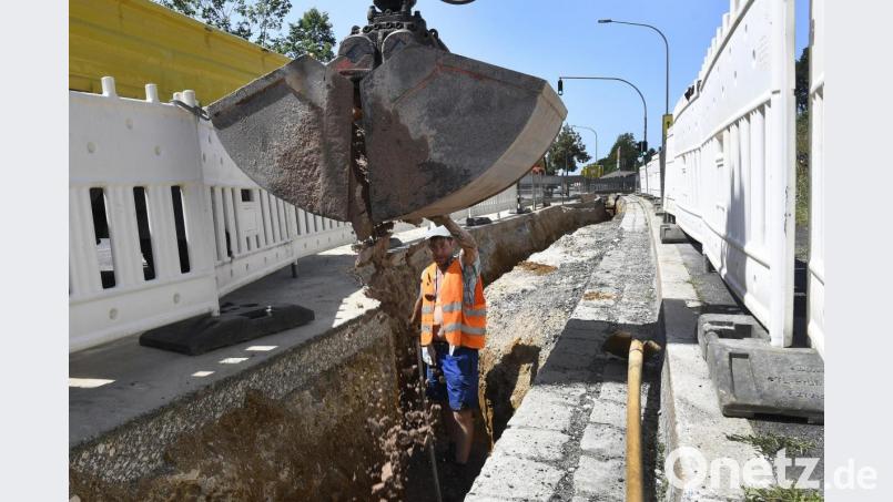 Heißer Job: Baustelle in der Bayreuther Straße. Bild: Petra Hartl