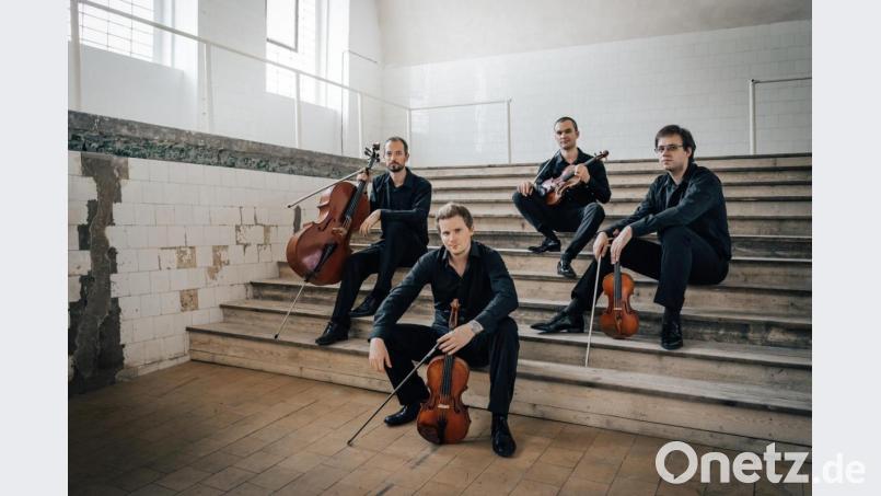 Die vier jungen Musiker Michal Sedlácek (Geige), Jan Maceek (Geige), Thomáš Krejbich (Viola)
und Mat j Št pánek (Violoncello) aus Tschechien bilden den krönenden Abschluss des Künstlersymposiums. Bild: Stefanie Gradl