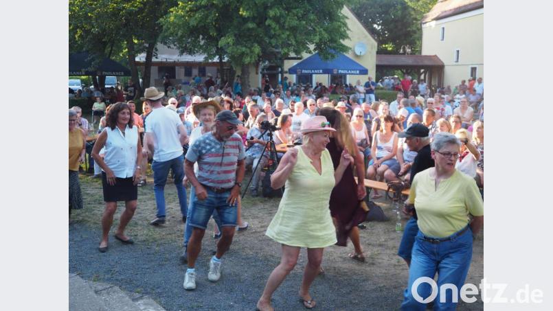 Fans tanzen vor der Bühne bei der Serenade. Bild: krb