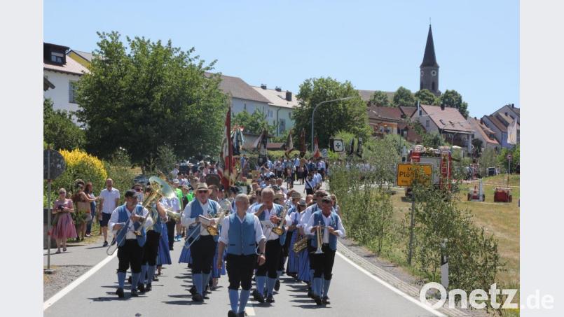 Der Festzug in der malerischen Kulisse von Plößberg. Bild: kro