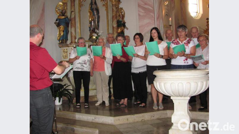 Der evangelische Kirchenchor, der stellvertretend auch von Markus Sparrer geleitet wurde, erfreut mt "Zauber der Musik" und dem "Lied der Freundschaft". Bild: sei