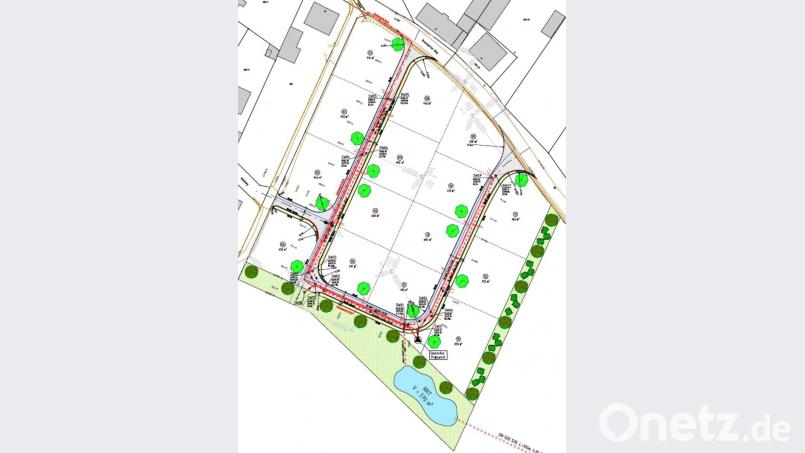 Der vorgelegte Plan zeigt, wie das Baugebiet „Stulln Ost, Am Brensdorfer Weg“ mit Straße und Kanal erschlossen wird. Bild: ohr