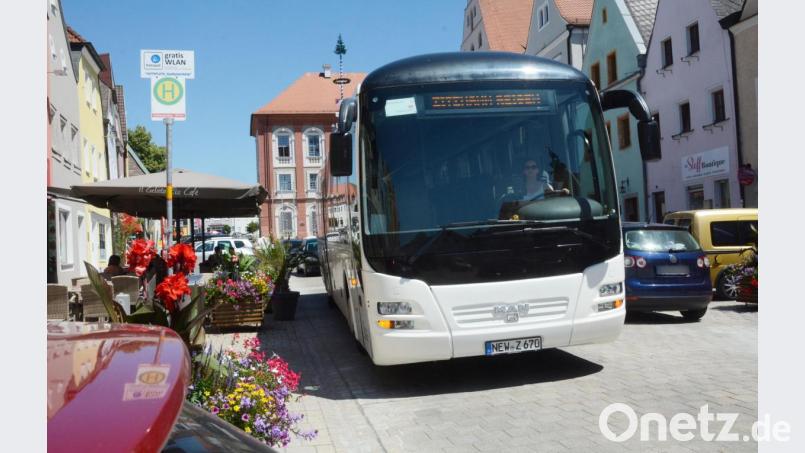 Badebus auf Tour. Der Stadtrat will dafür werben, dass wieder mehr Neustädter zusteigen. Bild: Gabi Schönberger