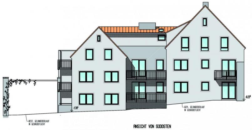 Der Stadtrat heißt diesen Plan von Investor Ludwig Würth gut. Der Windischeschenbacher will wenn möglich noch im Herbst mit dem Abriss des alten Gebäudes beginnen. Grafik: exb/Architektin Rita Würth