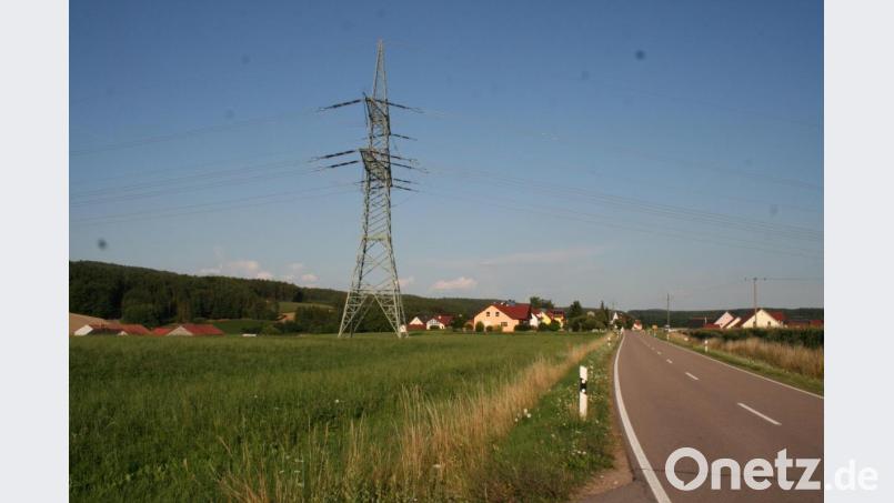 Das Bild zeigte die bestehende, durch die Gemeinde gehende Stromleitung. Hier soll noch der Süd-Ost-Link dazu kommen, über die Trassenwahl für den Süd-Ost-Link ist der Gemeinderat nicht begeistert. Bild: ral