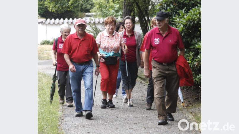 Nach dem Start am Vereinsheim an der Wackersdorfer Straße machten sich die Wanderer auf den Weg zum Weinberg. Bild: Hirsch