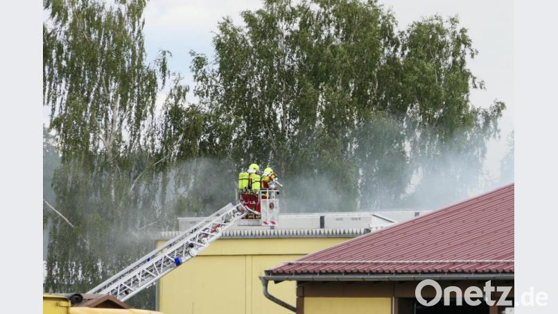 Die Lagerhalle wurde bei dem Brand am Dienstag beschädigt. Die Polizei beziffert den Schaden auf rund 50 000 Euro. Bild: ils