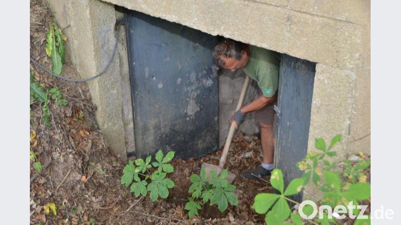 Fledermausbeauftragter Josef Schieder half ebenfalls tatkräftig mit. Da wurde gekehrt, geschaufelt und Müll entfernt. Bild: dob