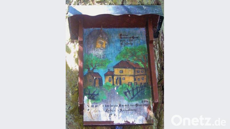 So sahen Klause und Eremit Arsenius Graf aus. Der Zahnarzt und Maler Jorg-Georg Gruber schuf 1982 dieses Gemälde, das neben der Hauskapelle hängt. Bild: sef