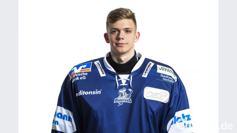 Jonas Neffin spielt in der kommenden Oberliga-Saison für die Blue Devils Weiden. Der 19-jährige Goalie kommt per Förderlizenz vom DEL-Club Iserlohn Roosters. Bild: Toelle Studios