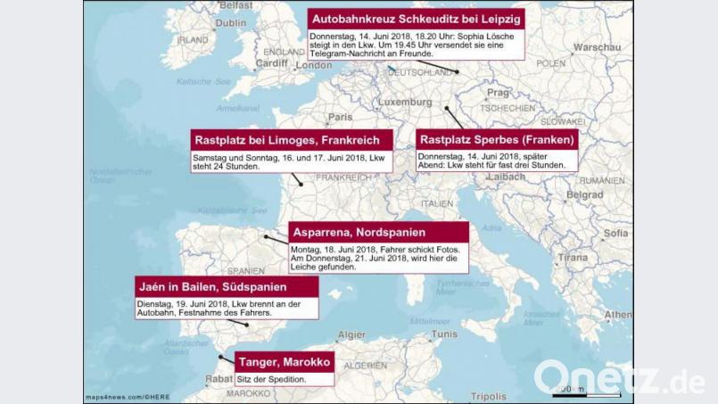 Die Fahrtstrecke des Lkw Bild: ca
