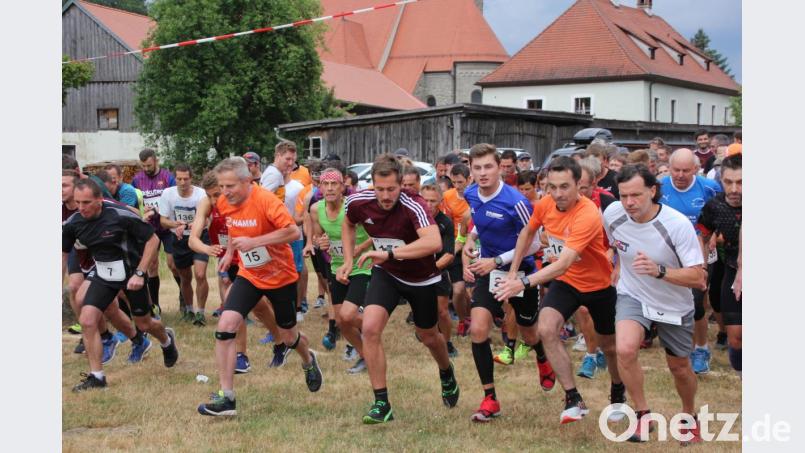 Rasanter Start zum 8200 Meter langen Hauptlauf des 21. Waldnaabtal-Crosslaufes der DJK Falkenberg durch das idyllische und dennoch anspruchsvolle Waldnaabtal. Bild: kro