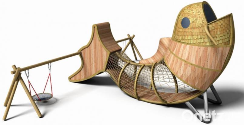 So soll der begeh- und bespielbare Fisch am Eixendorfer Stausee einmal aussehen. Bild: inMotion PARK GmbH