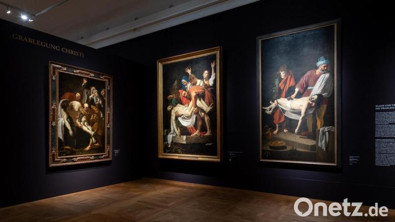In der Alten Pinakothek in München läuft derzeit die Sonderausstellung &quot;Utrecht, Caravaggio und Europa&quot;. Im Zentrum stehen die von Michelangelo Merisi, genannt Caravaggio (1571–1610), beeinflussten europäischen Maler, allen voran die Utrechter Künstler Hendrick ter Brugghen (1588–1629), Gerard van Honthorst (1592–1656) und Dirck van Baburen (1595–1624). Das Bild zeigt (von links) die Gemälde &quot;Die Grablegung Christi&quot; von Dirck van Baburen (1617/18), Caravaggio (1602/03) und Nicolas Tournier (1635/38). Bild: Bayerische Staatsgemäldesammlungen/Margarita Platis