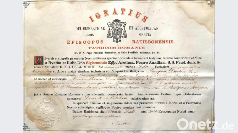 Urkunde aus dem Jahr 1904. Bild: fvo