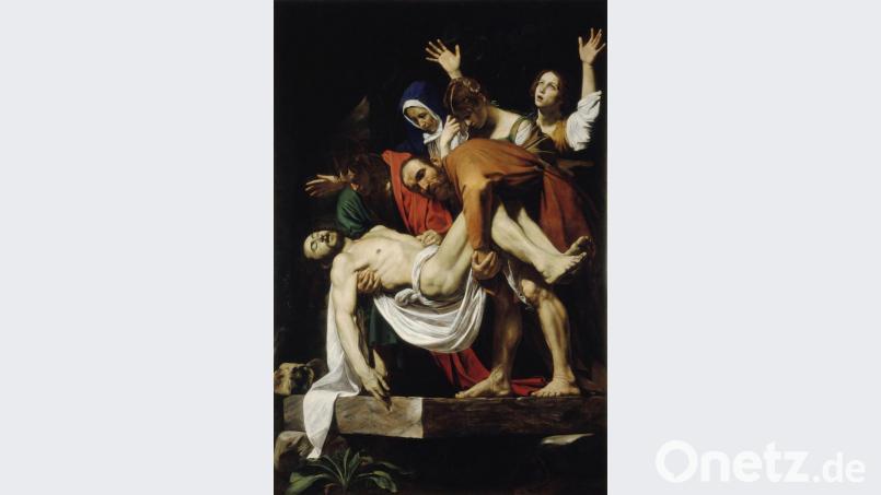 Aus dem Jahr 1602/03 stammt „ Die Grablegung Christi“ (Leinwand, 300 × 203 cm) von Michelangelo Merisi, genannt.. Caravaggio (1571–1610). Bild: Vatikanstadt, Musei Vaticani, Pinacoteca Vaticana