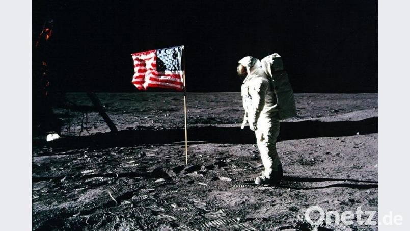US-Astronaut Edwin „Buzz“ Aldrin steht im Rahmen Apollo-11-Mission am 20. Juli 1969 auf dem Mond. Foto: NASA/EPA Bild: NASA