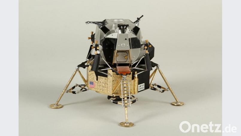 Ausstellung: Raumschiff Wohnzimmer.Modell der Mondlandefähre Apollo 11 (1:48), um 1969 (Leihgabe: Hermann-Oberth-Raumfahrt-Museum). Bild: MSPT, Mile Cindric