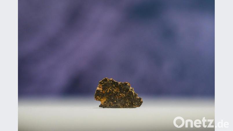Ein Stück Mondgestein in einer Sonderausstellung in Hildesheim. Bild: Christophe Gateau