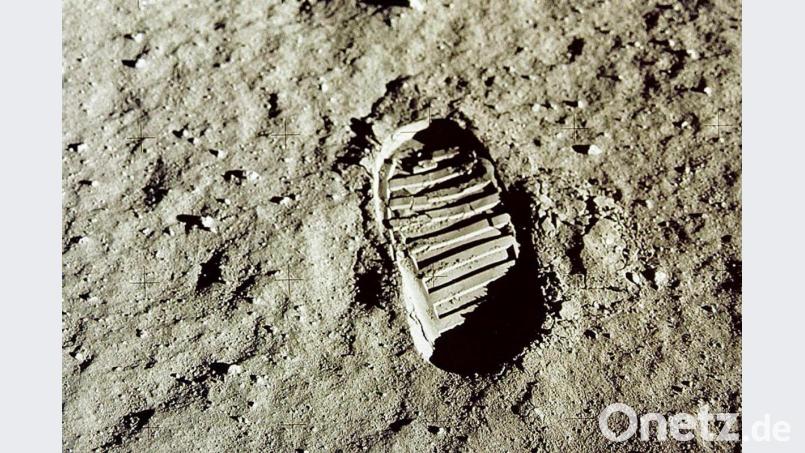 Ein Fußabdruck des US-amerikanischen Astronauten Aldrin auf dem Mond. Foto: Nasa Bild: -