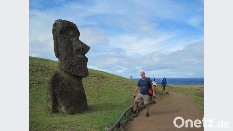 Die monumentalen Statuen auf der Osterinsel waren für Johann Maunz das &quot;Vorprogramm&quot; zur Sonnenfinsternis Bild: exb