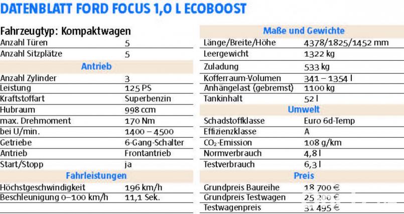 Datenblatt des Testwagens. Bild: Michael Ascherl