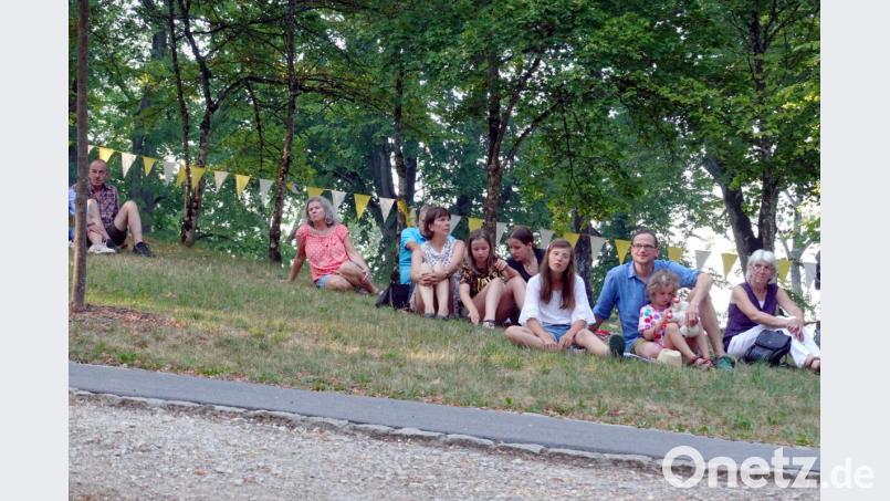 Wer keinen Platz auf den Bänken ergattert hatte, lässt sich auf der Wiese nieder. Bild: cog