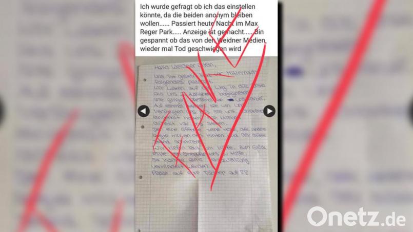 Dieser gepostete Brief sorgte am Wochenende in den sozialen Medien für viel Aufregung. Doch der Inhalt ist „erstunken und erlogen“, stellt die Polizei Weiden fest. Screenshot: exb