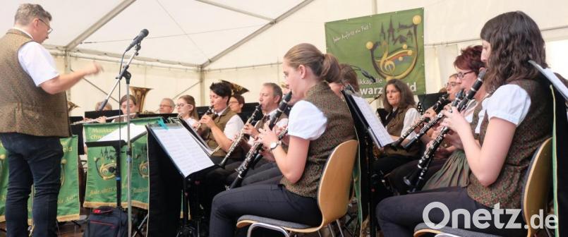 Dirigent Stefan Karl leitet das Große Blasorchester der Musikkapelle Schwarzenfeld. Bild: ohr