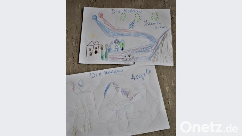 Den Flussverlauf der Moldau haben Jasmin und Angelo auch gemalt. Bild: rgr