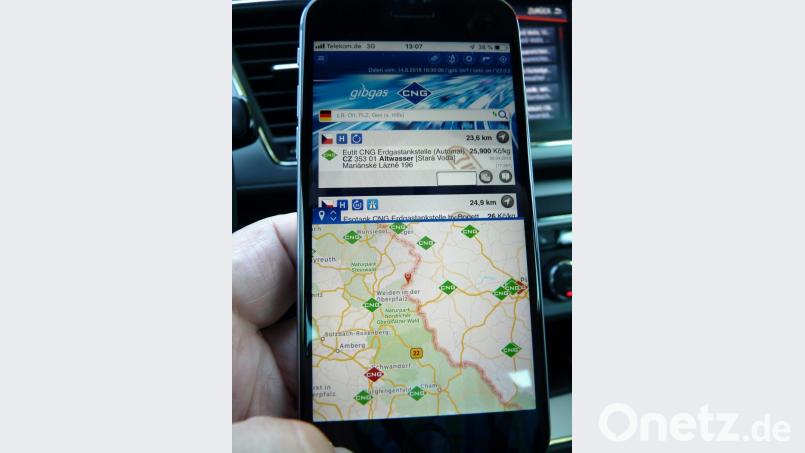 Apps wie Beispiel von &quot;Gib Gas&quot; informieren den CNG-Fahrer aktuell über Tankstellen, 
Verfügbarkeit und Preise. Bild: bz