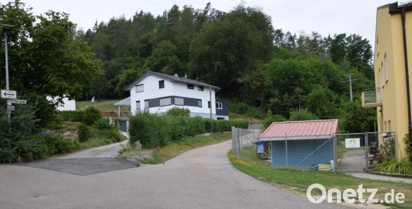 Der dahinterliegende Waldhang wäre dann schon Übungsplatz! Jetzt war man in Regensburg beim Verwaltungsgericht in Regensburg wegen der Landbeschaffung..Die BIMA (Bundesforst) betreibt die Ausdehnung des Truppenübungsplatzes Hohenfels bis direkt an die Erasmus Grasser Grundschule (re) nur die schmale Dr. Pfab Strasse trennt dann noch das Übungsareal von der Bebauung am Ortsrand von Schmidmühlen Bild: bö