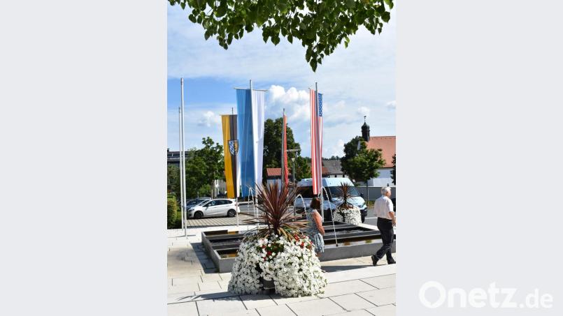 Die deutsche, amerikanische und bayerische Fahne sowie die Fahne der Stadt Grafenwöhr sind beim DAGA-Empfang gehisst. Bild: rgr