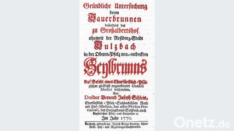 Das Titelblatt des Untersuchungsberichts zum Sauerbrunnen in Großalbershof von Schleis von Löwenfeld sen. Bild: Einsichten + Perspektiven - Bayerische Zeitschrift für Politik und Geschichte 3/2017