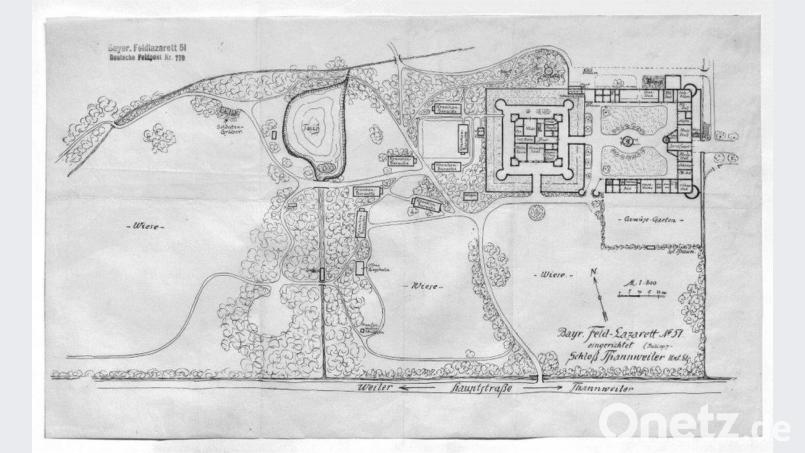 Ein Plan des 51. Feldlazaretts der bayerischen Armee in Thanvillé . Bild: Ludwig Nerb