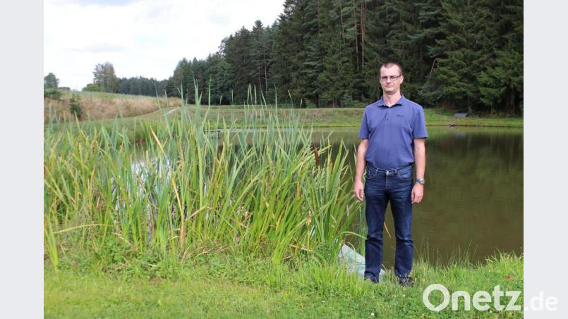 Michael Siller betreibt in Störnstein eine Fischzucht. Wird der Südost-Link in dem Korridor über Püchersreuh gebaut, könnte dies das Aus für seine Anlage bedeuten. Bild: Lowak