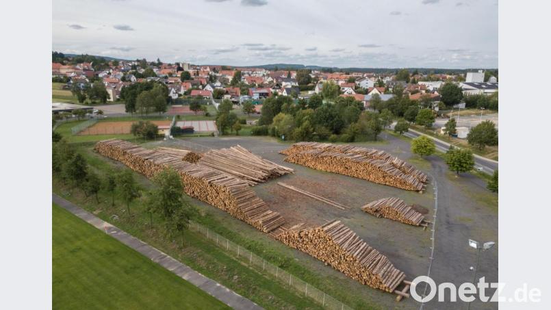 Holzlager in Wiesau aus der Vogelperspektive. Bild: dtr