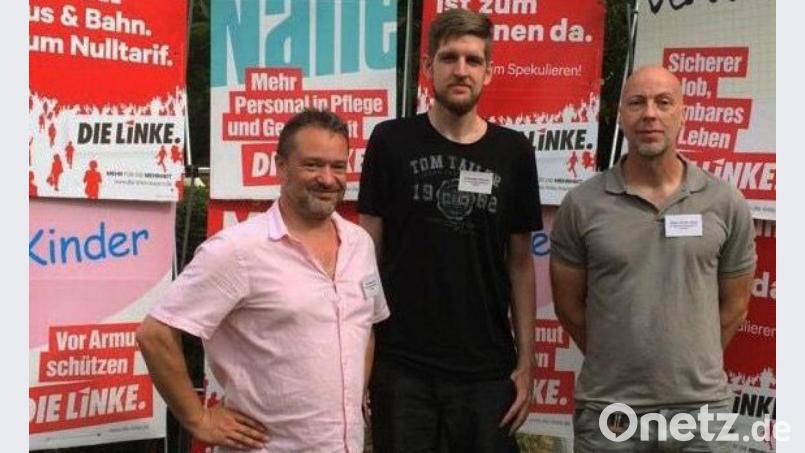 Sie wollen für die Stadtratsfraktion Die Linke antreten: (von links) Ali Daniel Zant, Johannes Fischer und Marc Oliver Opel. Bild: exb