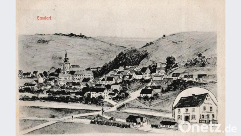 Ansicht von Ensdorf auf einer Postkarte aus dem Jahr 1910, dem Eröffnungsjahr der Lokalbahn. Bild: exb/Klaus Tschierschke
