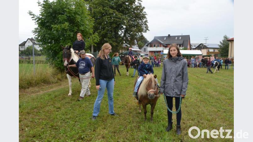 Emily Bauer begeistert mit dem Pony „Holly“ und verzaubert vor allem die Herzen der Mädels, die sich nichts Schöneres vorstellen können, als auf dem Rücken der Pferde durch die Landschaft zu reiten. Doch auch der er vierjährige Emil ist hin und weg. Bild: dob