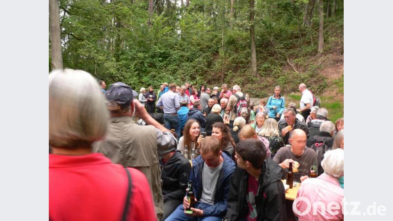 Rund 200 Wallfahrer ziehen von Michldorf aus acht Kilometer singend und betend nach Luhe auf den Koppelberg. In der Nikolauskirche feiern sie Gottesdienst. Bild: mh