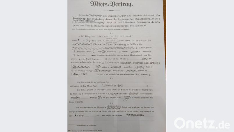 Der alte Mietvertrag ist heute ein historisches Dokument. Repro: mma